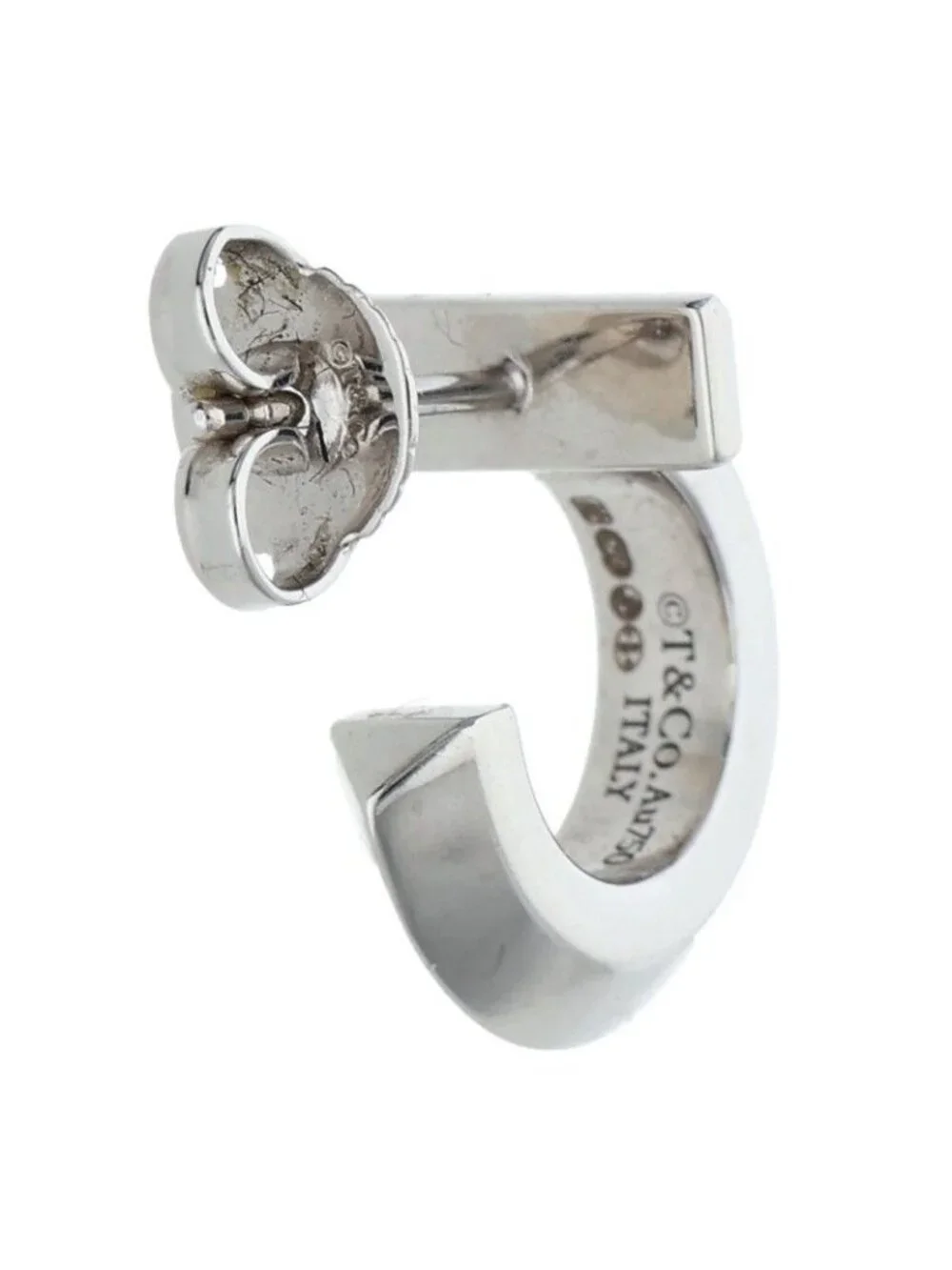 Tiffany & Co T One 18k White Gold Hoop Earrings